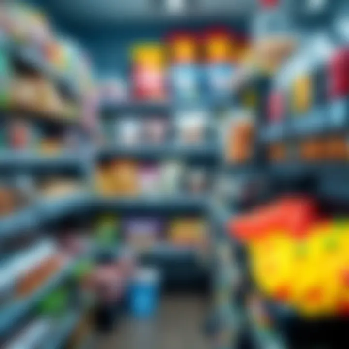 Shelves filled with various types of sweets including gummies, chocolates, and nostalgic treats in a local candy shop