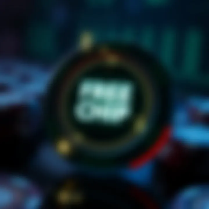 Illustration of a glowing casino chip symbolizing a no deposit bonus offer with sparkles around it