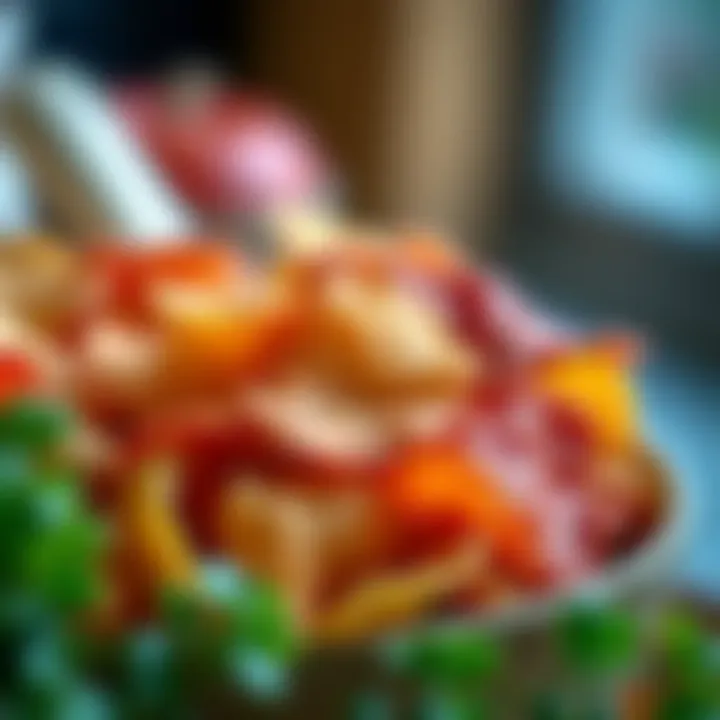 Close-up of a bowl filled with natural, healthy candy-free chips made from vegetables and grains