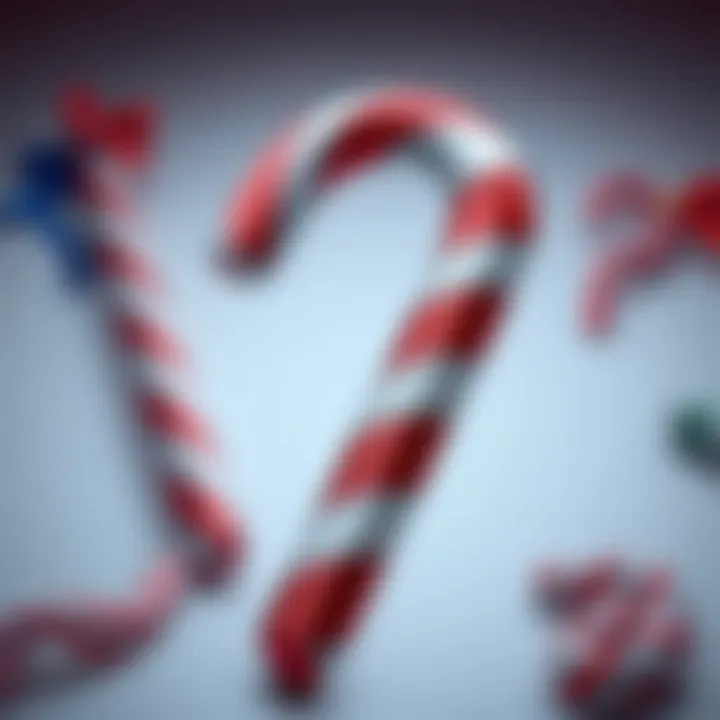 Colorful striped candy cane drawing with shading for a festive look