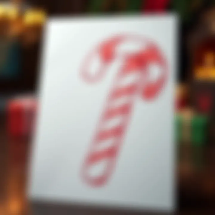 Outline of a large candy cane with smooth curved shape on paper