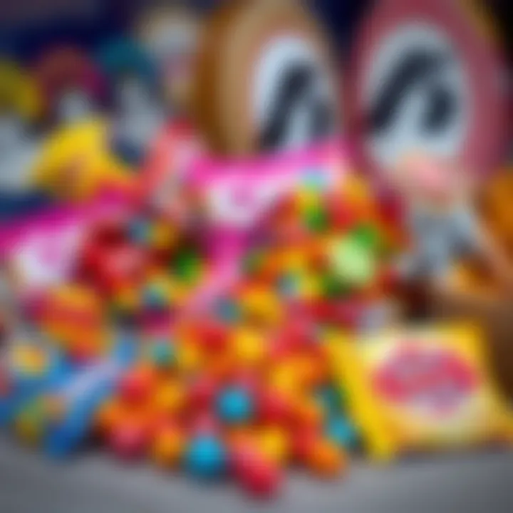 Popular Candy Selection with Coupon Vouchers in Australia Colorful assortment of popular Australian candy with coupon vouchers displayed nearby