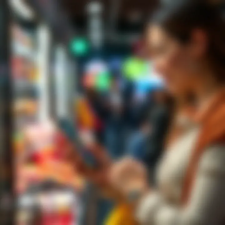 Redeeming Digital Candy Coupons for Maximum Savings Smart shopper using smartphone to redeem digital candy coupons at checkout