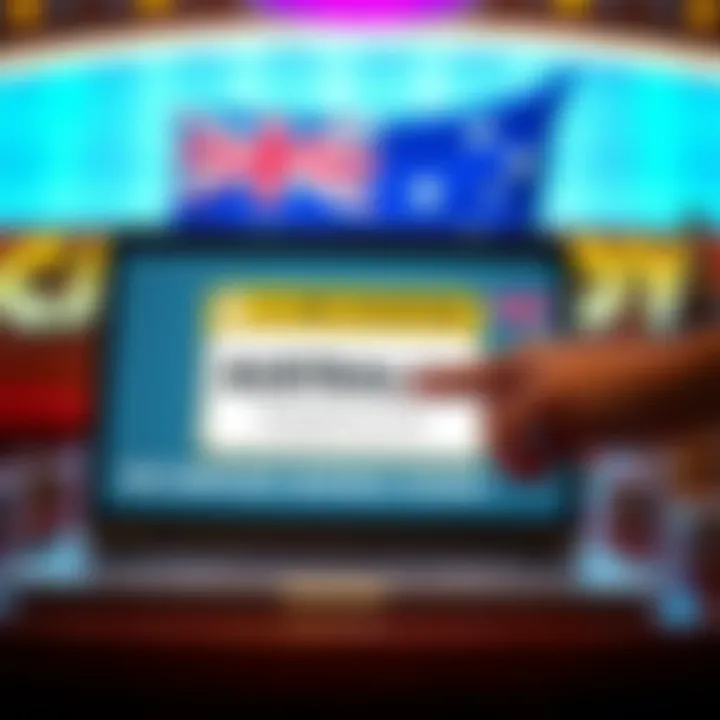 Illustration of a digital coupon being redeemed on a laptop screen with Australian flag elements in the background