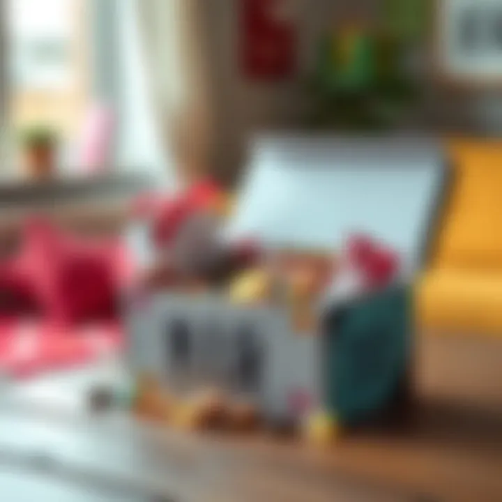 A delivery box filled with assorted sweets and treats on a wooden table symbolizing subscription delivery