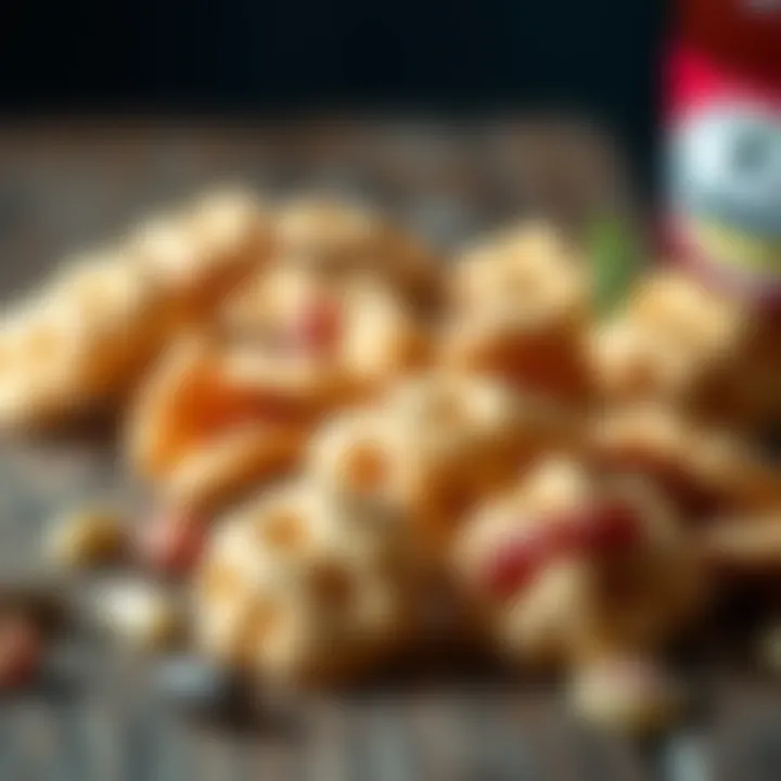 Natural Ingredients in Large Candy-Free Chips Close-up view of large candy-free chips with natural ingredients on a rustic wooden surface
