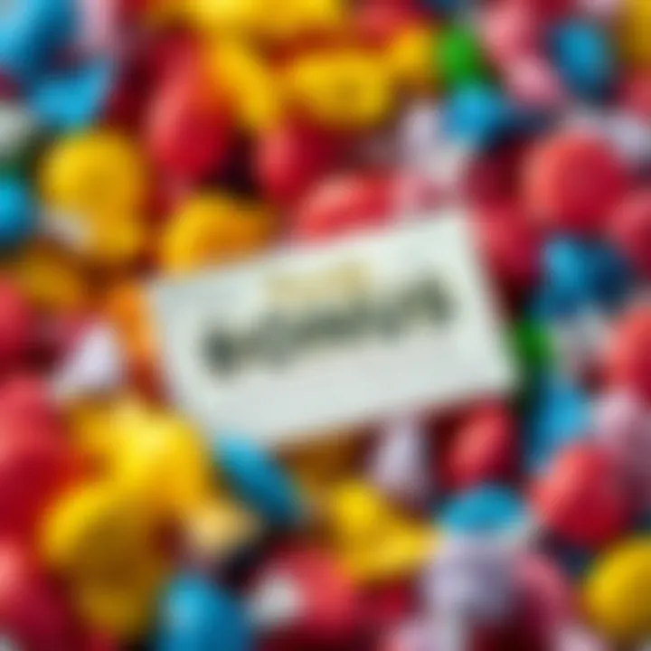 Colorful candy wrappers surrounding a bright bonus coupon