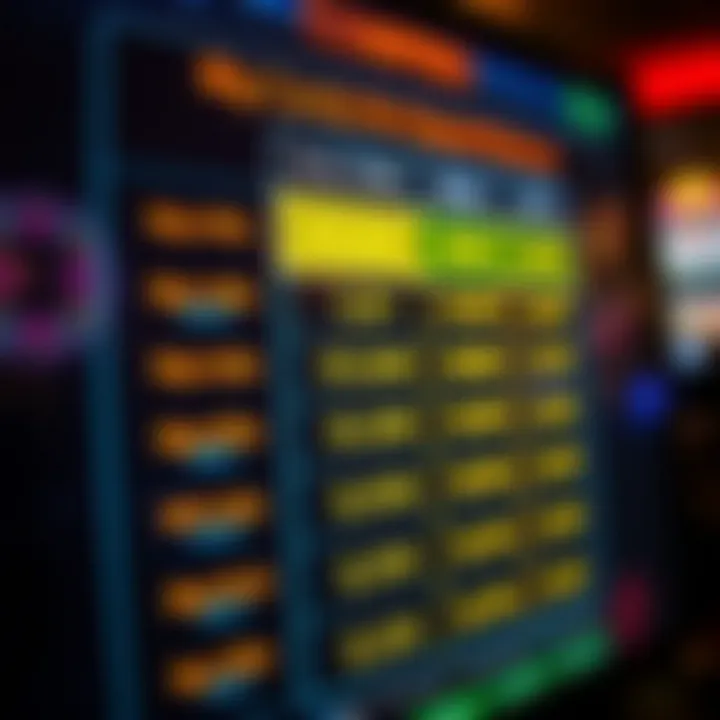 Comparison chart showing different online casino bonus offers highlighted on a digital interface