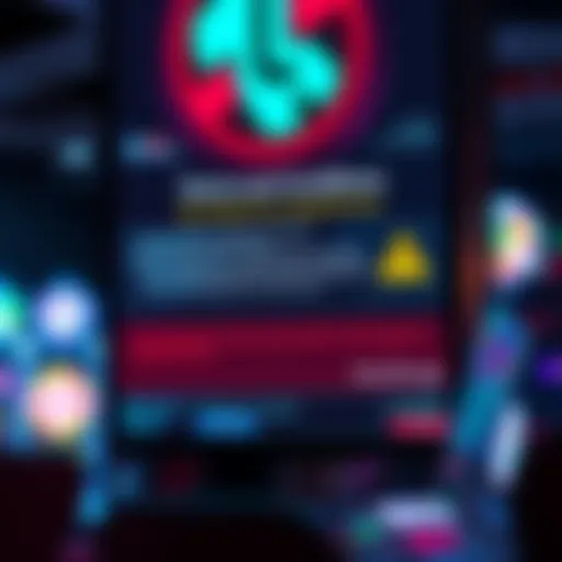 Conceptual graphic showing terms and conditions on a virtual screen with caution symbols for responsible usage