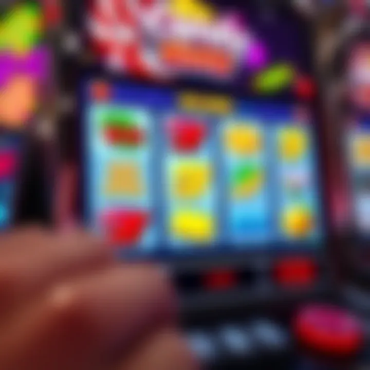 Slot machine screen displaying colorful candy-themed symbols with highlighted free spins feature