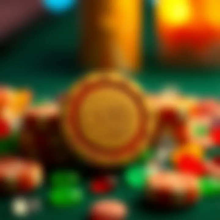 Bright casino tokens and candy pieces symbolizing no deposit rewards in online gambling