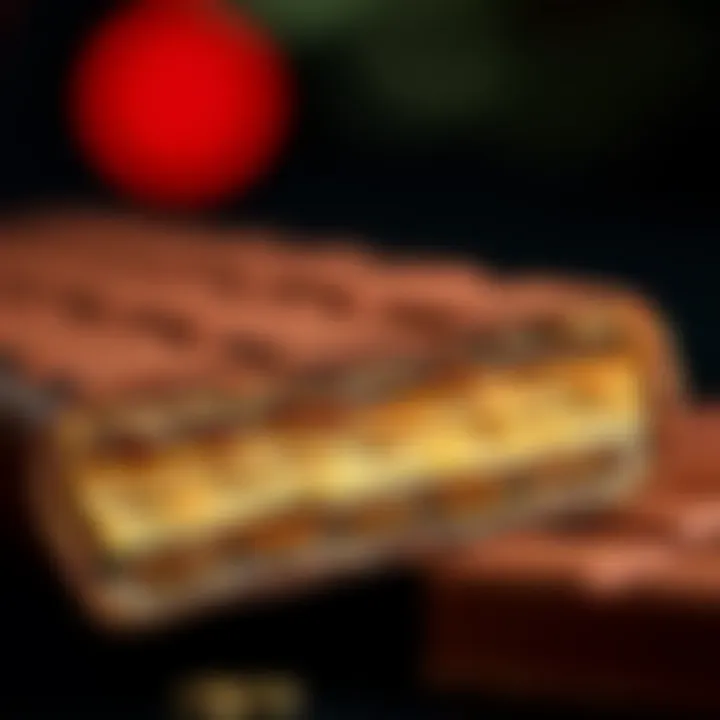 Close-up view of a Mr Big candy bar showing layers of chocolate, caramel, and wafer