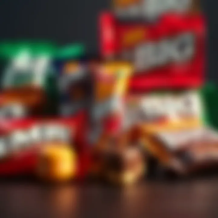 Variety of Mr Big candy bar packaging showcasing different flavors and sizes