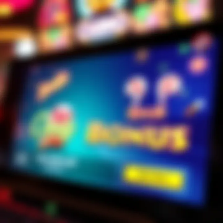 Illustration showing a digital casino screen highlighting a no deposit bonus offer with candy-themed graphics