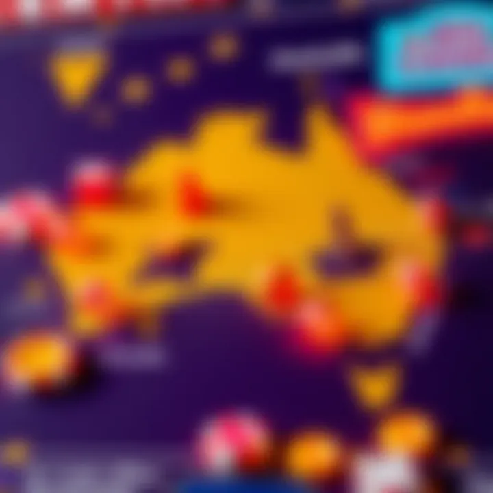 Graphic depicting Australian map with casino icons highlighting tips for claiming no deposit offers