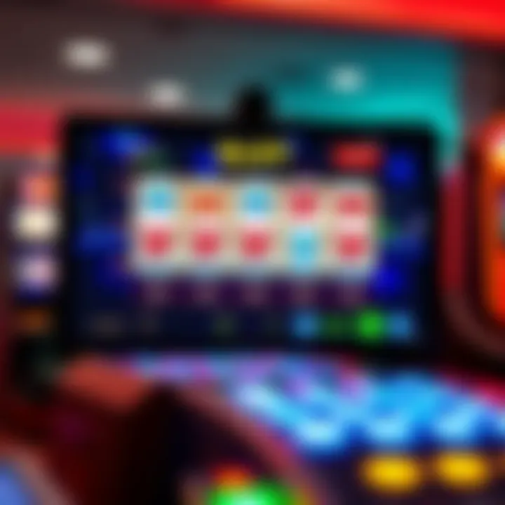 Illustration of a digital slot machine interface on a computer screen representing online pokies in Australia
