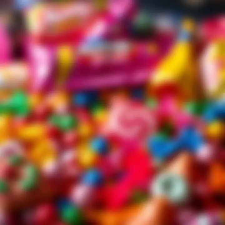 Colorful assortment of various candies displayed in vibrant packaging representing a confectionery community