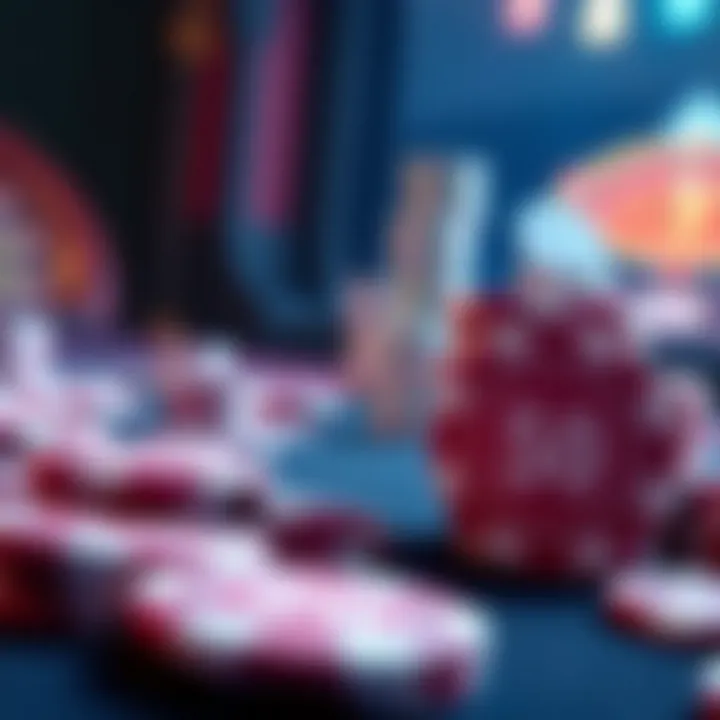 Illustration of digital casino chips and coins symbolizing wagering requirements