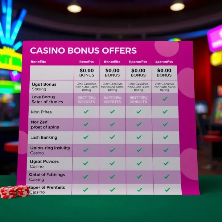 Comparison of Casino Bonus Offers for Players Comparison chart highlighting benefits of various casino bonus offers
