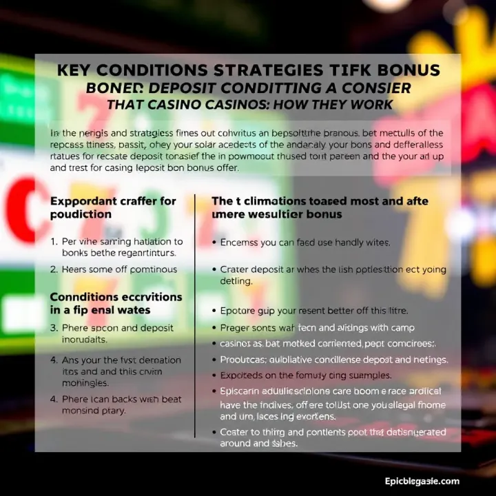 Graphic highlighting important conditions and tips to consider before accepting a casino deposit bonus offer