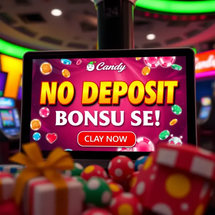 Bright digital casino interface displaying no deposit bonus offer