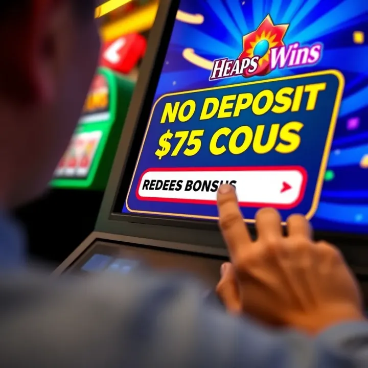 Close-up view of a digital screen showing no deposit bonus codes and a player redeeming a casino offer