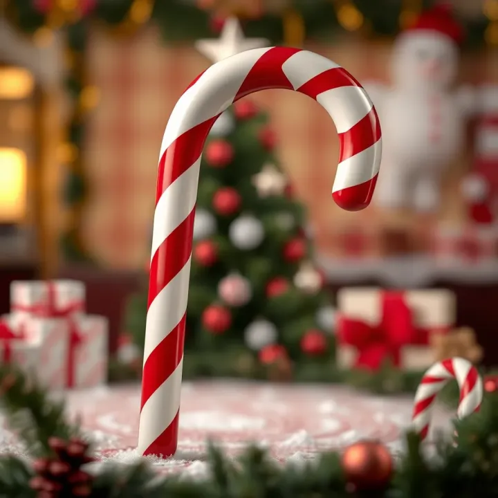Illustration of basic outline for a large striped candy cane drawing