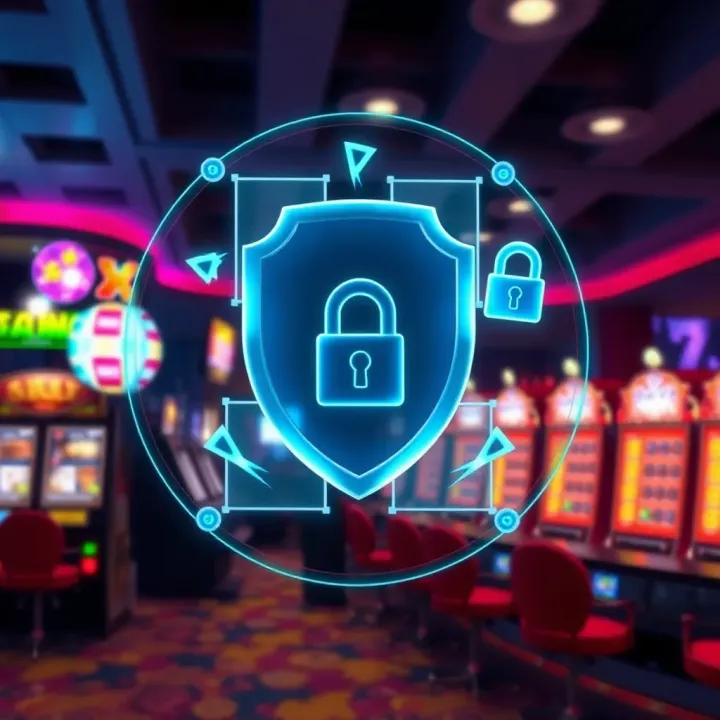 Secure account setup illustration with shield and lock symbols highlighting online casino safety