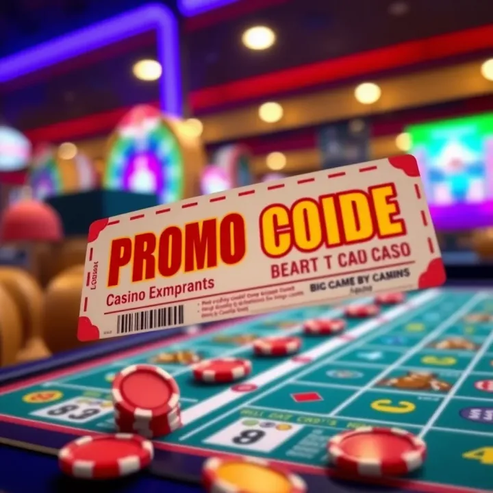 Digital coupon code with a casino-themed background symbolizing promo code usage